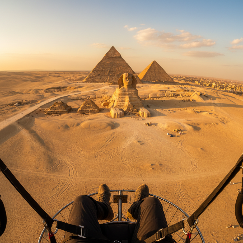 Paramotor flight over Pyramids